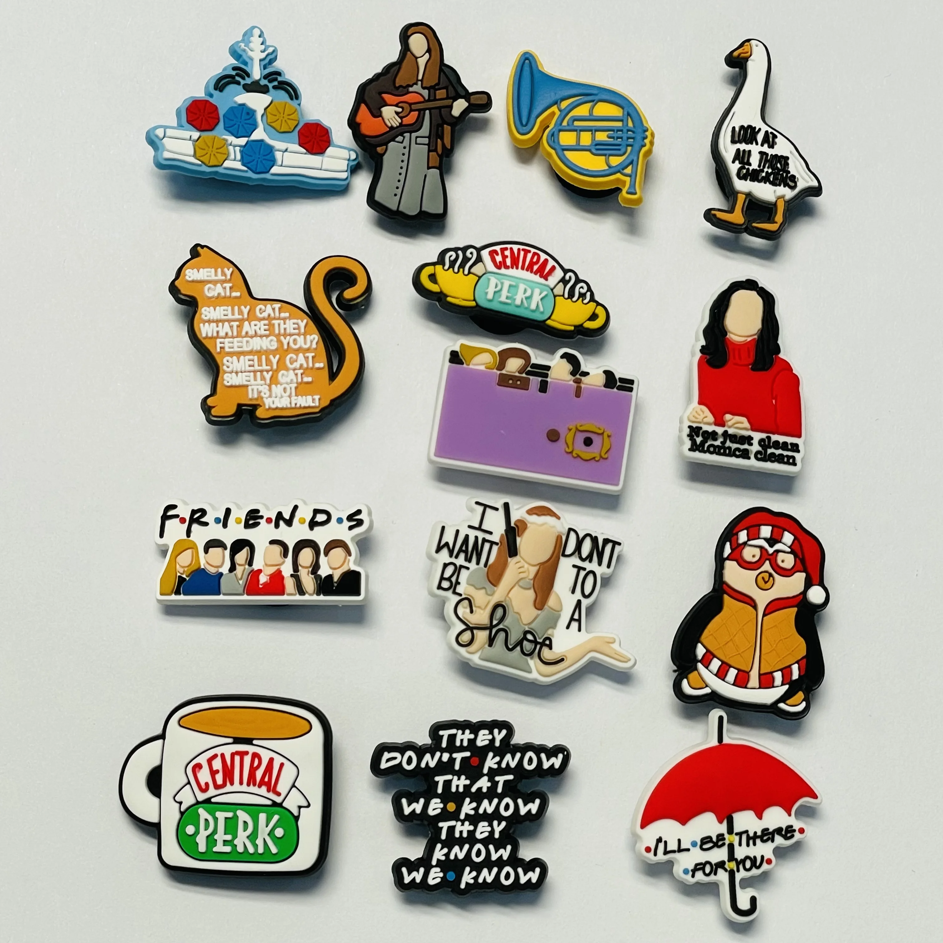 

14PCS American TV Character PVC Shoe Buckle Charms Accessories For Clogs Pins Sandal Button Decoration Fit Phone Case Party Gift