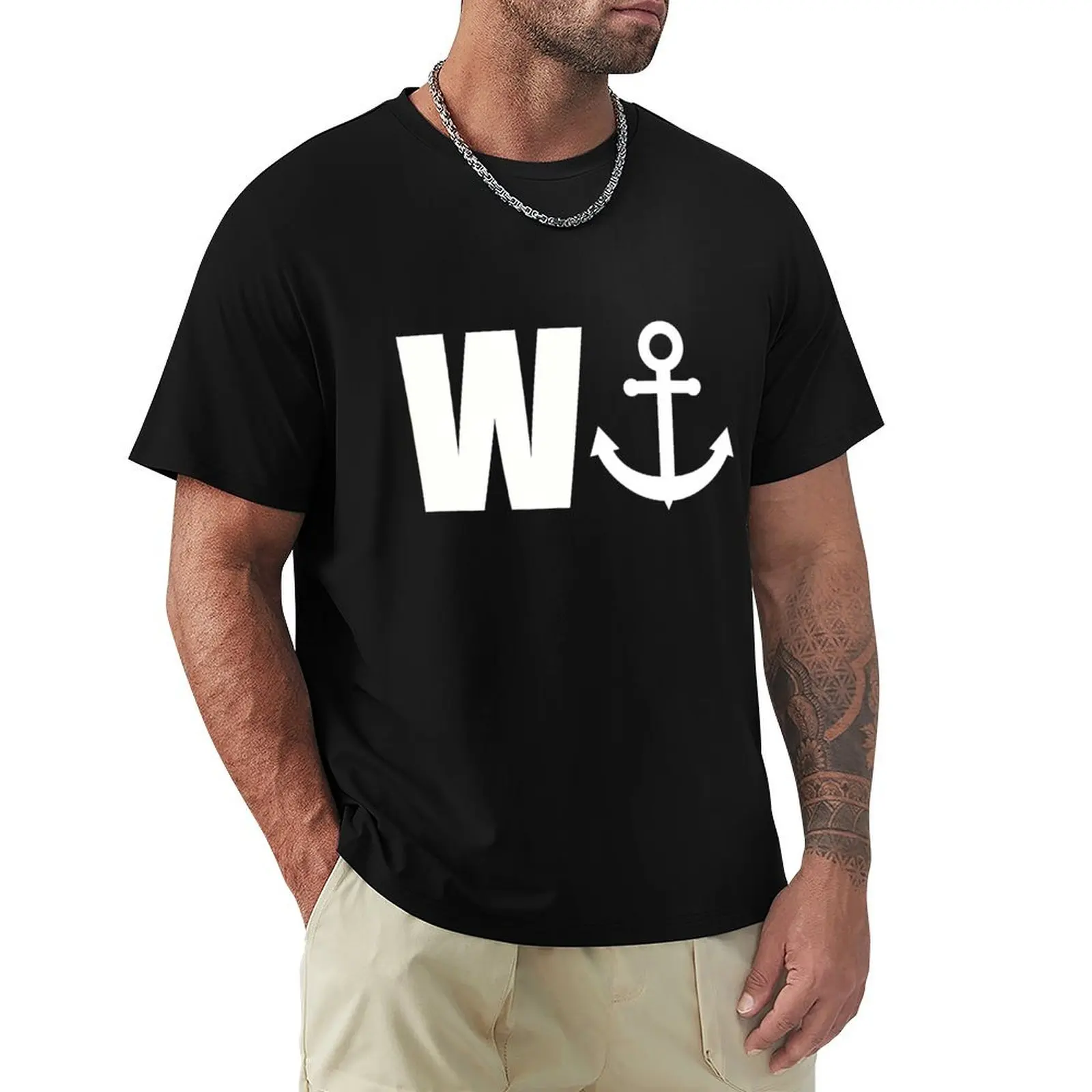 W ANCHOR Funny Wanker T-Shirt Basic Solid Color Short Sleeve T-Shirt