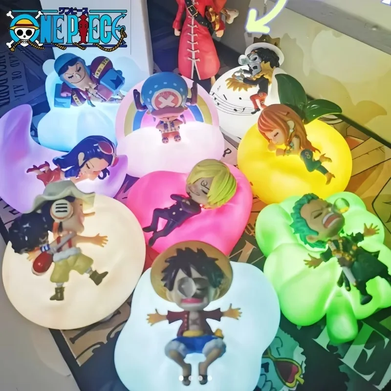 Anime One Piece Box Luce notturna Rufy Zoro Nami Sanji Chopper Figure Sweet Dream Series Ornamento a LED Giocattoli Regalo per ragazze per bambini