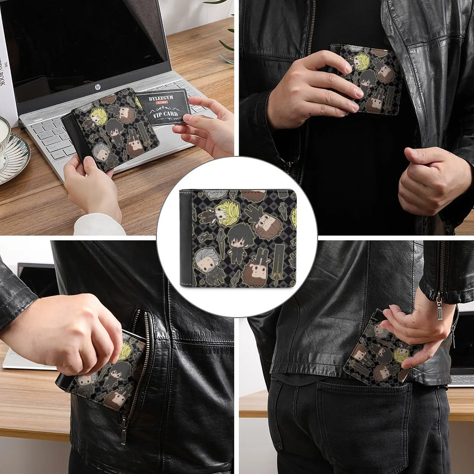 Chocobro Chibi Dad Leather Wallet Credit Card Holder Luxury Wallet Ffxv Chibi Cute Final Fantasy Xv Xv Chocobros Chocobro