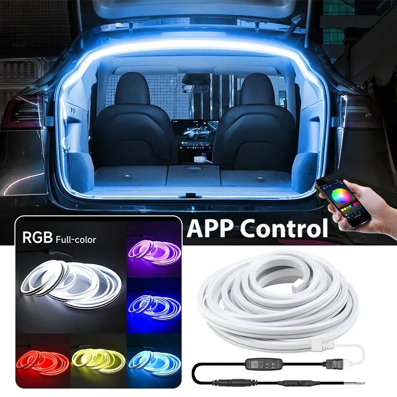 

RGB автомобильный задний багажник, яркая светодиодная лента 5 м, многофункциональная для водонепроницаемого гибкого освещения, разъем управления через приложение Plug & Play, 12 В