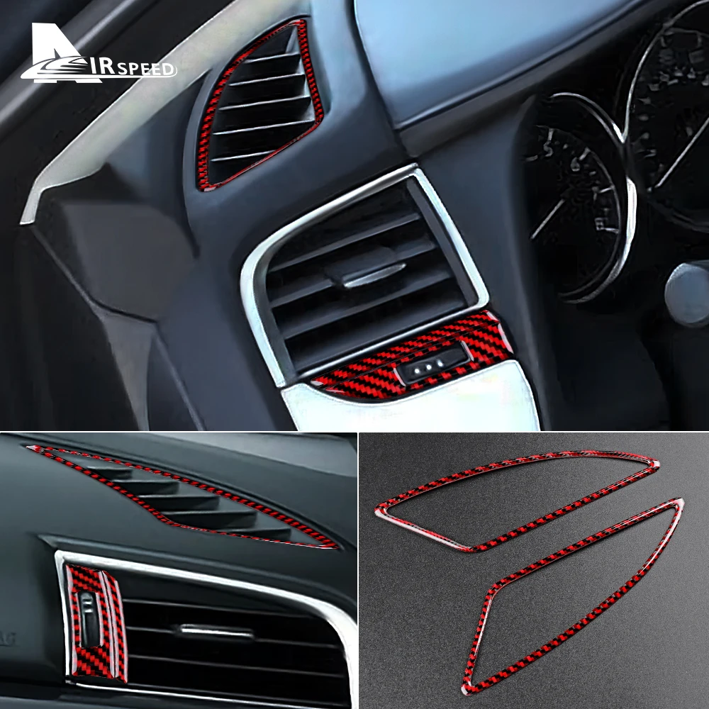 Real Carbon Fiber Car Side Vent Air Outlet Sticker for Mazda 6 with Automatic Transmission 2016 2017 Interior Trim Accessories