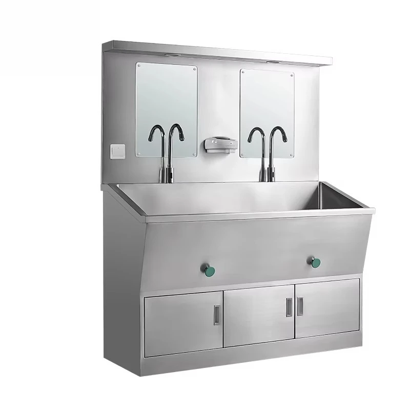 อ่างล้างจานสแตนเลสแบบสองหลุมสำหรับโรงเรียน คุณภาพเชิงพาณิชย์