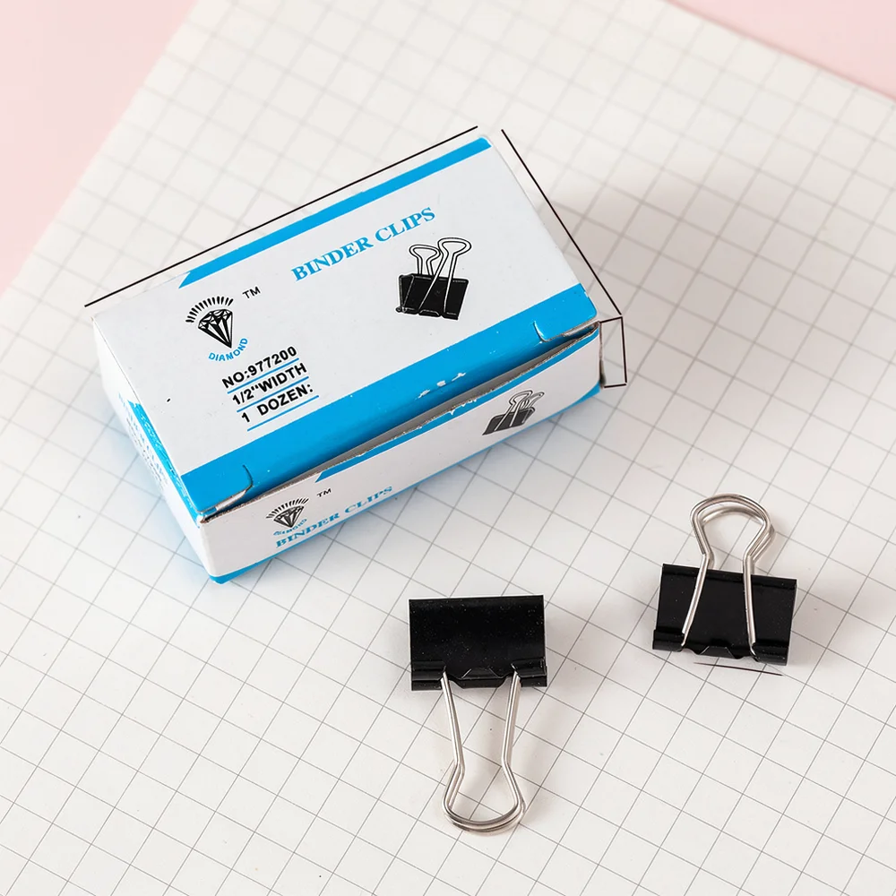 Office School Stationery Metal Binder Clips Black Paper Clamps For Document Management Large Size Strong Holder