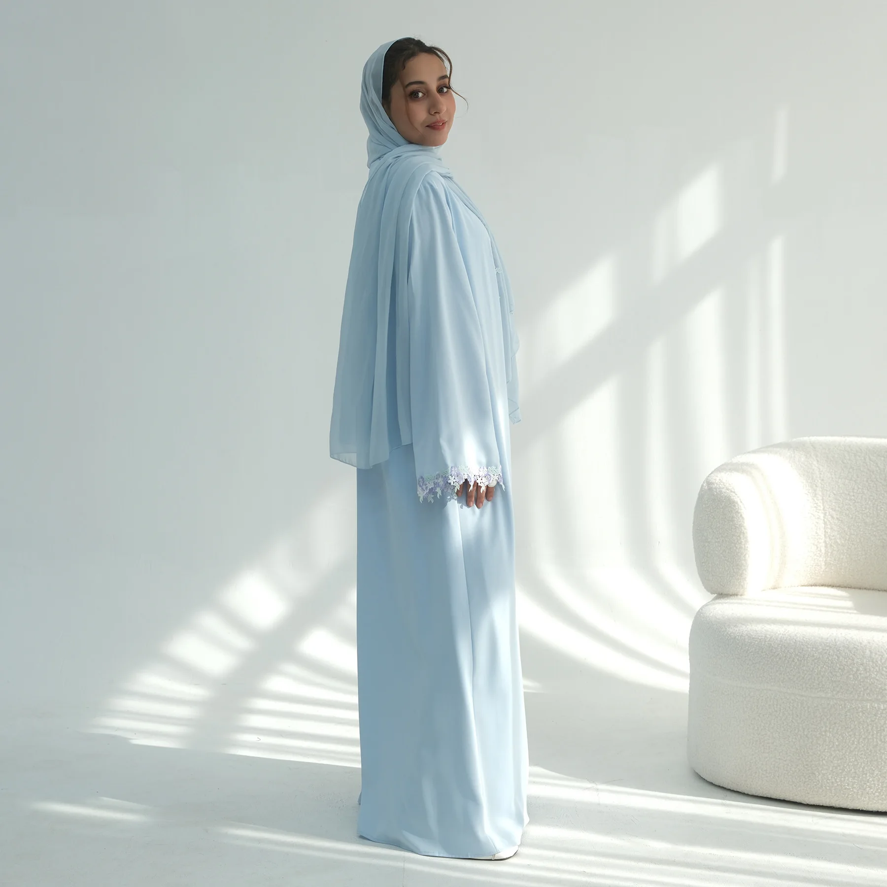 

2025 Dubai Middle Eastern Open-Front Abayas Muslim Women Open Kimono Dress Lace Cardigan Kaftan Turkey Robe Party Saudi Vestidos