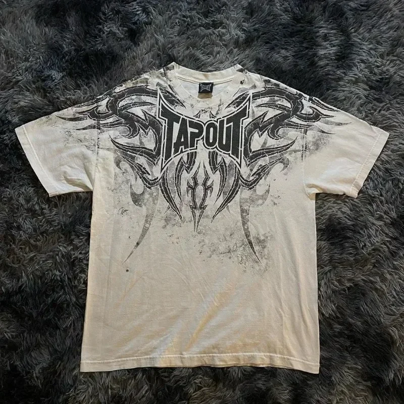 

Streetwear Tapout T Shirt Y2K Mens Hip Hop Letter Graphic Print Oversized TShirt Harajuku Round Neck Cotton Short Sleeve Tops