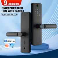 WAFU Tuya Smart Life WIFI Remotely Unlock Biometric Fingerprint Door Lock Visible Digital Electronic Card Door Lock with Camera