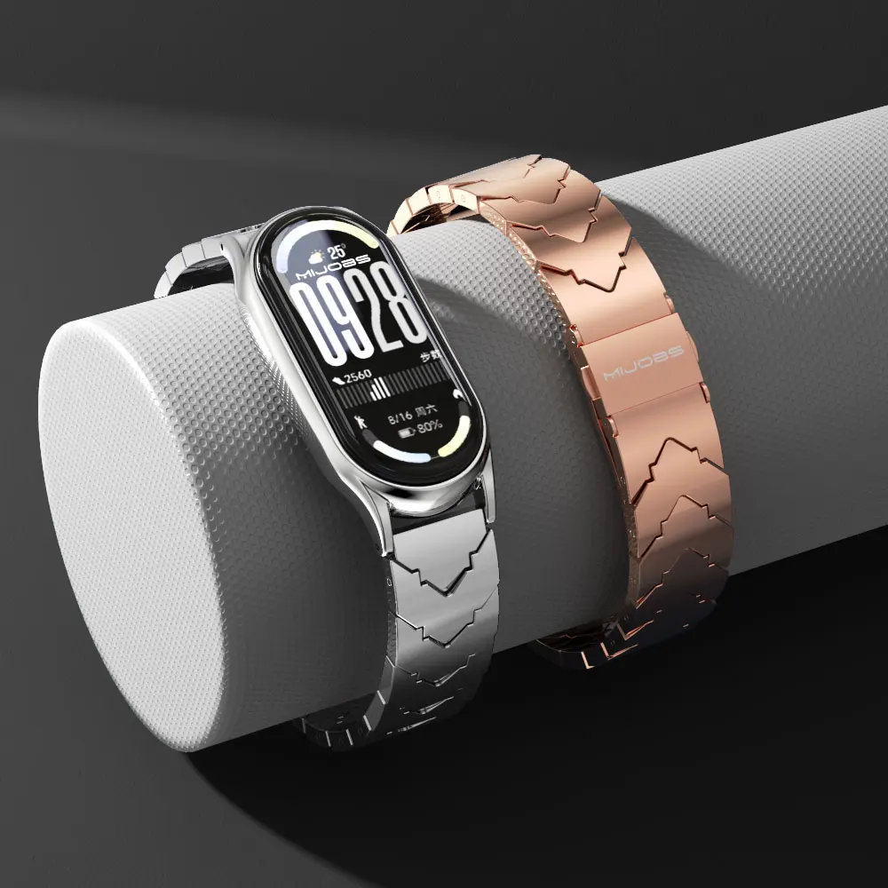 Tali untuk Xiaomi Mi Band 10 9 8 7 6 5 4 3 Gelang Logam Tahan Karat untuk Mi Band 9 Correa Mi Band 8 Gelang Versi Global NFC