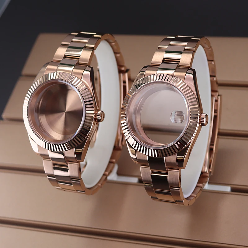 Rose Gold 36mm 40mm Watch Cases Bracelet Sapphire Crystal Glass For Seiko Nh35/34/36/38 Miyota 8215 Movement 28.5 Dial Datejust