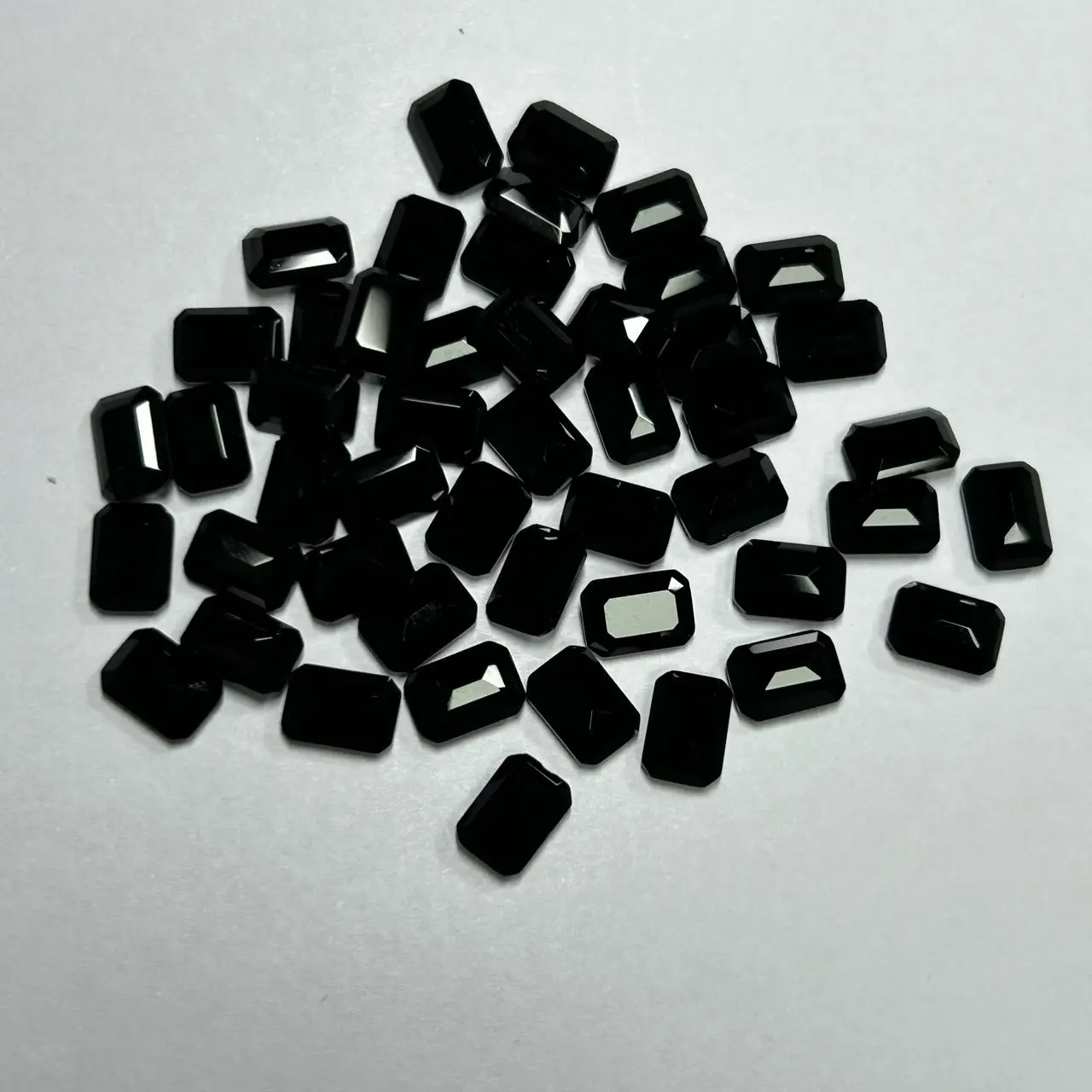 Natural Agate Black Onyx Emerald Cut 5x7mm Loose Jewerly Gemstones