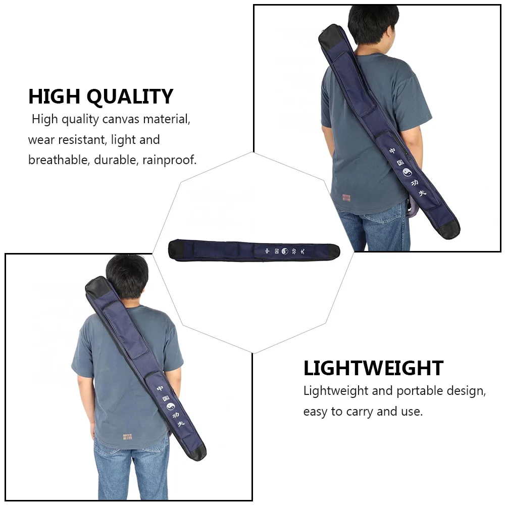 

1pc Tai Chi Sword Receive Bag Durable Thick Canvas Storage Holder Breathable Rainproof Adjustable Belt Light Portable Long