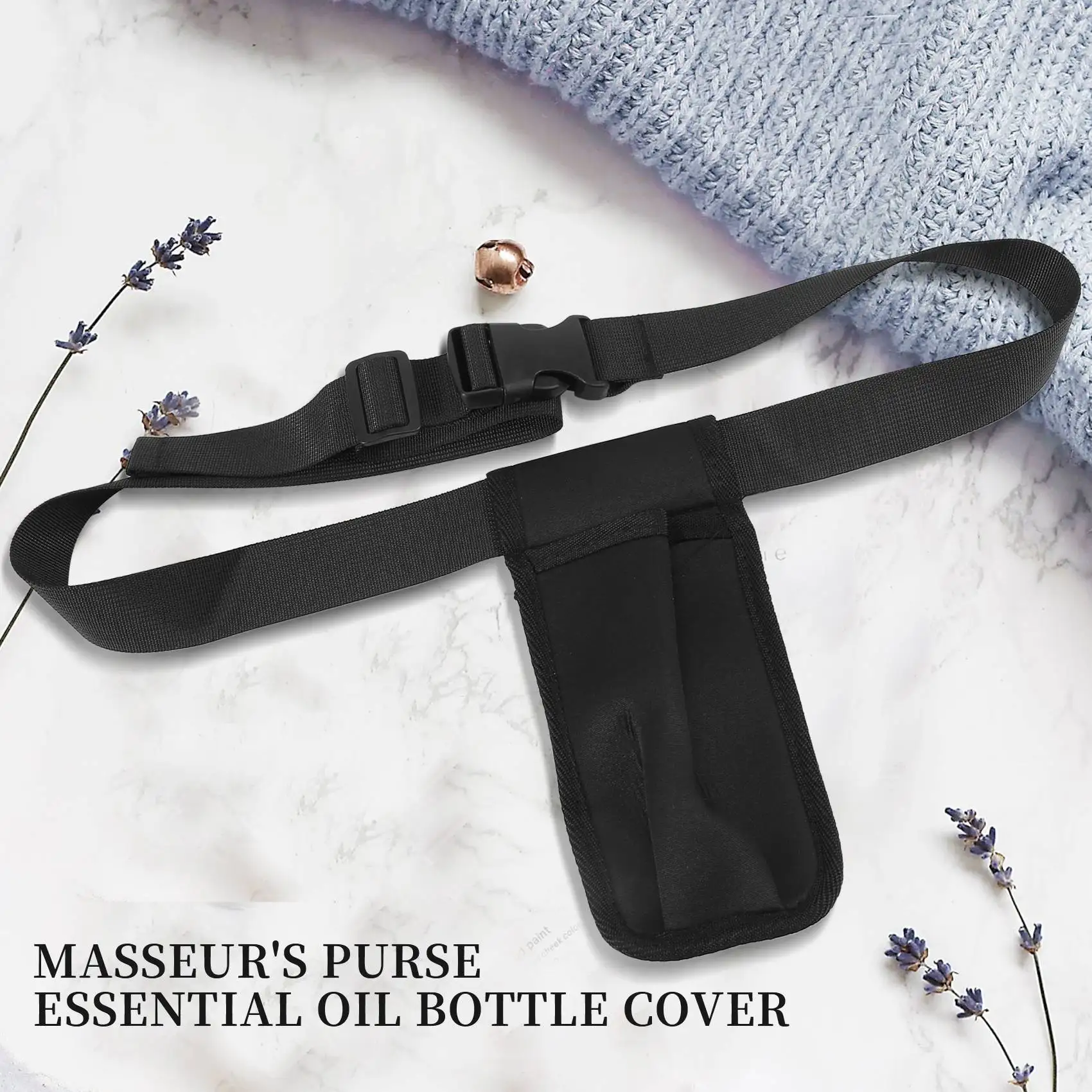 Massage Bottle Oil Single Massage Oil Lotion Dispenser Adjustable Waist Belt Holder (Bottle Not Included)