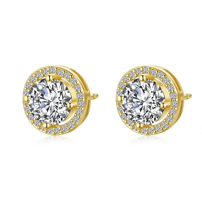 

ZFSILVER Trendy s925 Silver Moissanite Classic Exquisite Design Round Earrings For Charms Women Accessories Jewelry Gift KE005HJ