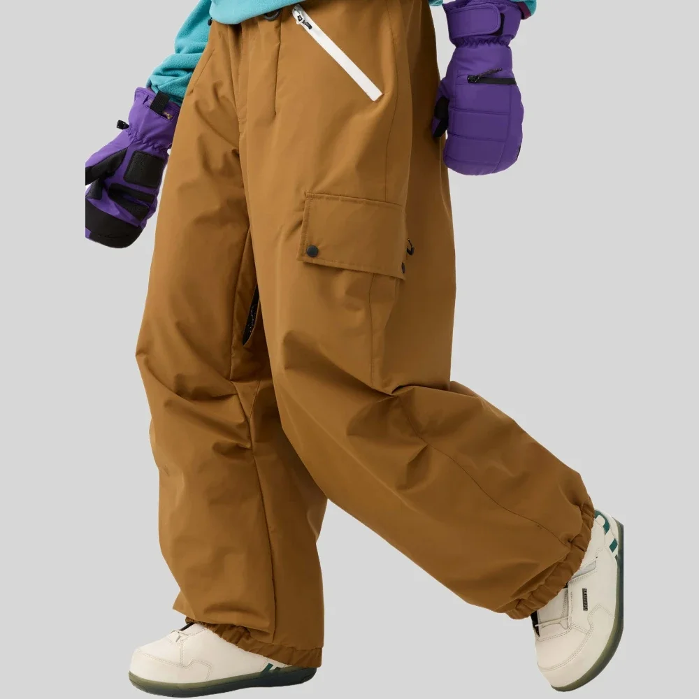 

2025 New Loose Snowboard Pants Winter Thermal Breathable Ski Trousers Men Multi Pockets Wide Leg Britches Outdoor Baggy Clothes