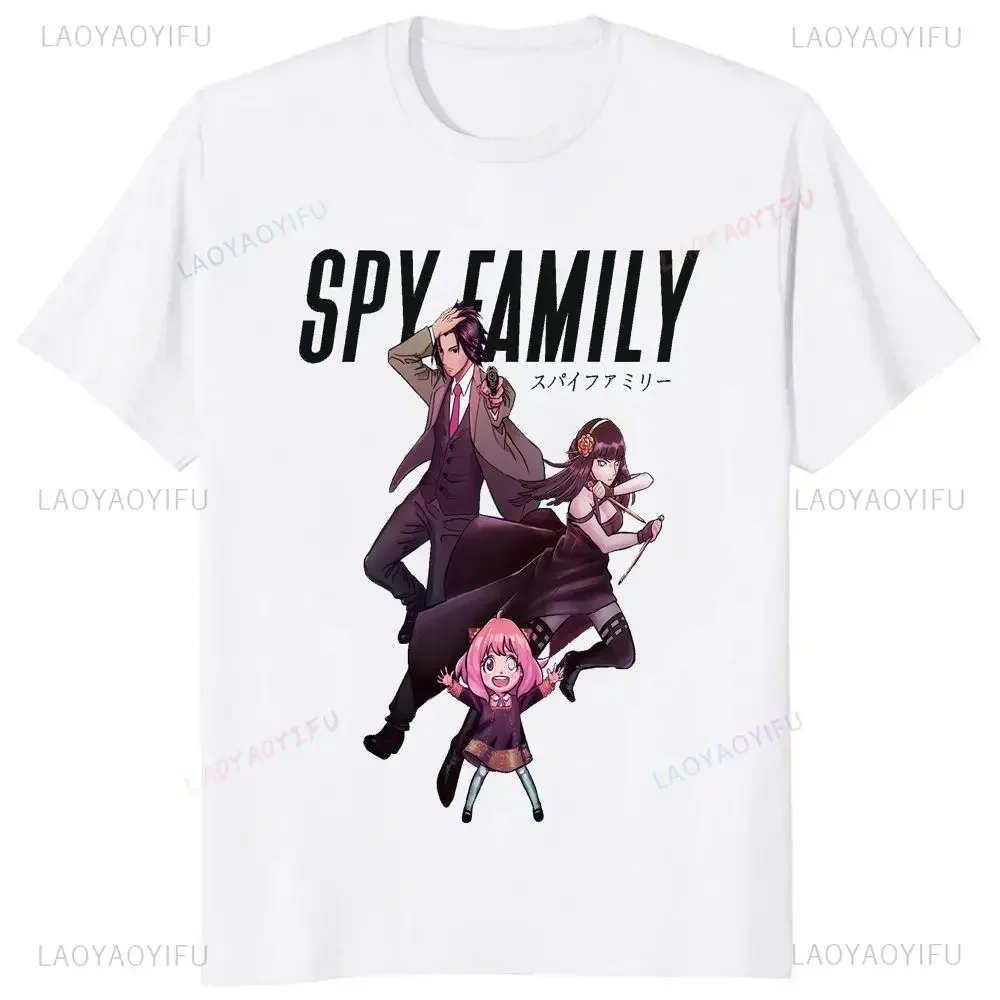 Japanese Anime Spy X Family Anya Forger Printed T-shirt Street Trend Men's and Women's Fashion Short Sleeve Plus Size T-shirt