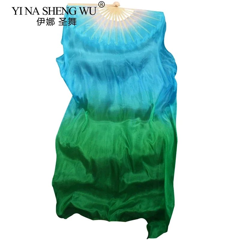 Customized Wholesale 1 Pair 100% Real Silk Fans Belly Dance Silk Fans Classic Size Bamboo Ribs Silk Fans Dance Performance Props