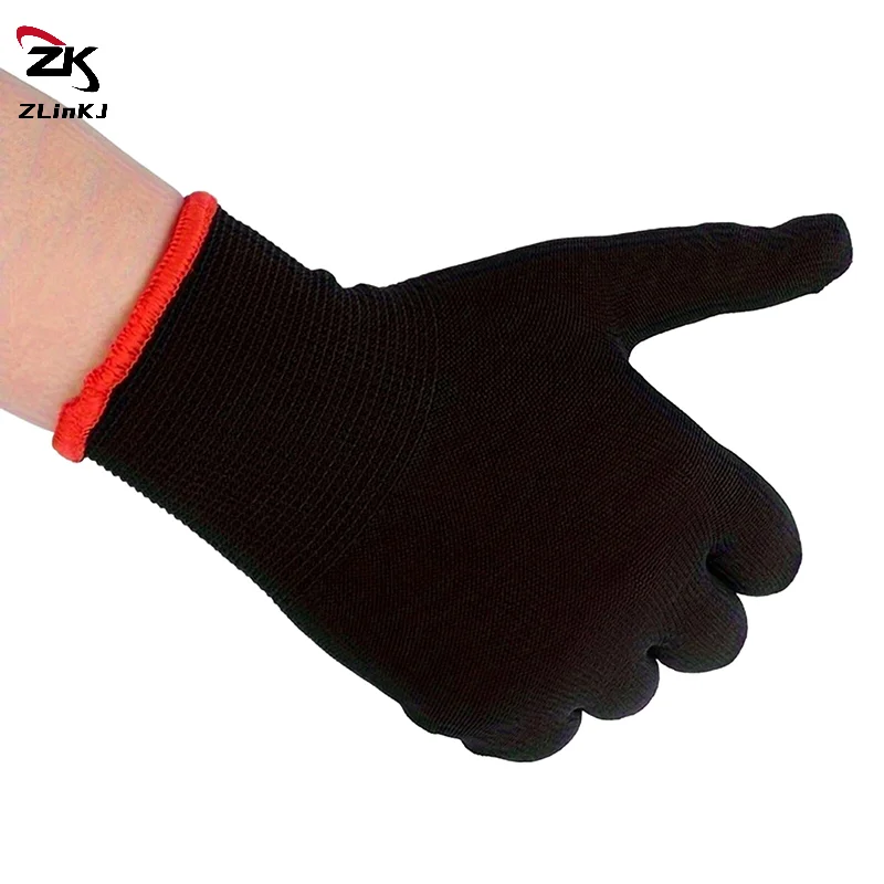 

6Pairs Black Durable Nylon Gloves Breathable Fabric Gloves Perfect for Home Repairs and Garden Work for Men & Women