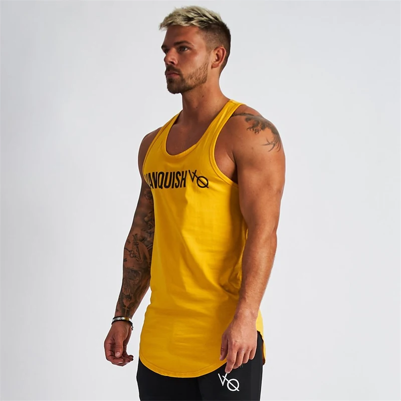 Summer new cotton casual men\'s vest Jogger Gym workout men\'s tracksuit Sleeveless top printed letters fashion men\'s wear