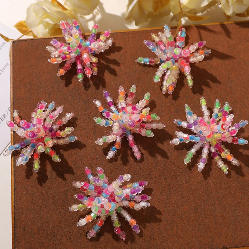 Colorful Beads Beaded Cluster Flower Ornaments 4pcs Wholesale DIY Jewelry Making Embellishment Decoration Accessory Findings