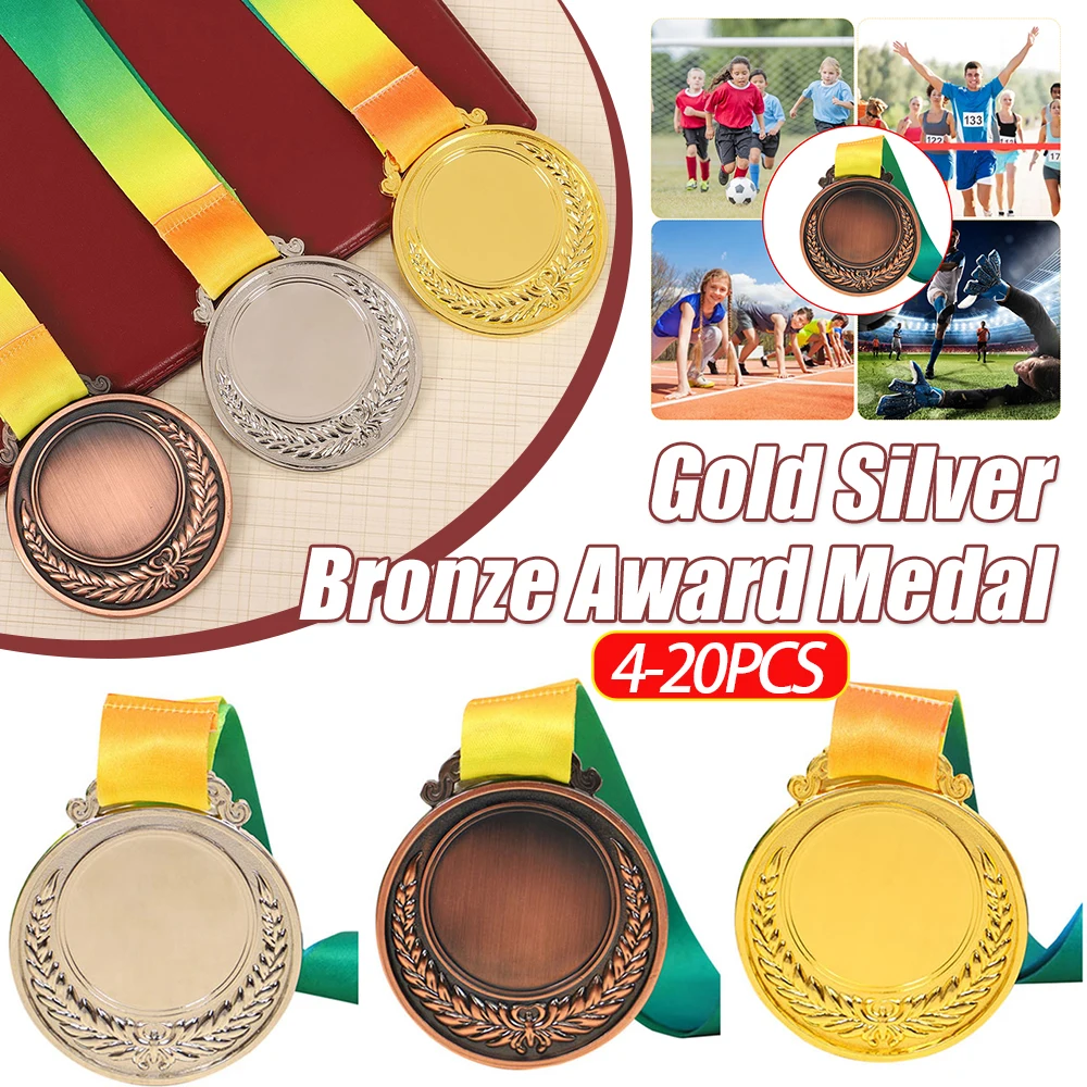 

2-дюймовая золотая, серебряная бронзовая медаль с лентой на шею, круглая награда за победителем для школьной спортивной встречи