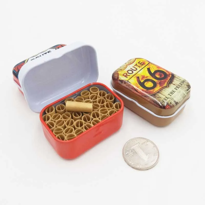 Route 66 Themed Metal Tin Storage Box for 40 Pcs Pre Rolled Filter Tips Smoking Accessory