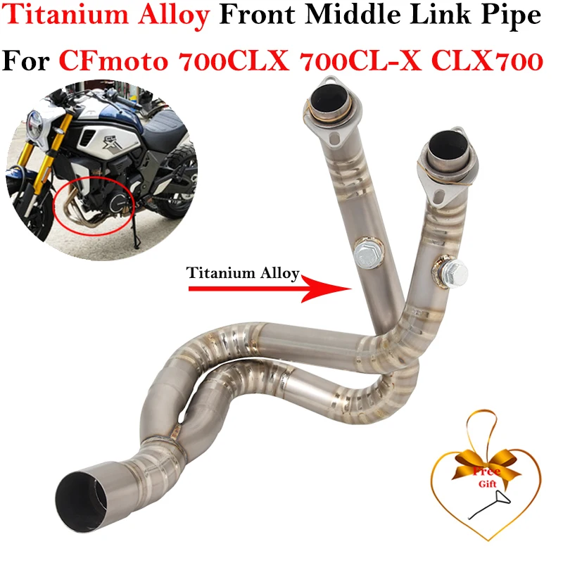 

Titanium Alloy For CFmoto CLX700 700CLX CLX-700 700CL Motorcycle Exhaust Escape Front Link Pipe Motorbike Scooter 51MM Mufller