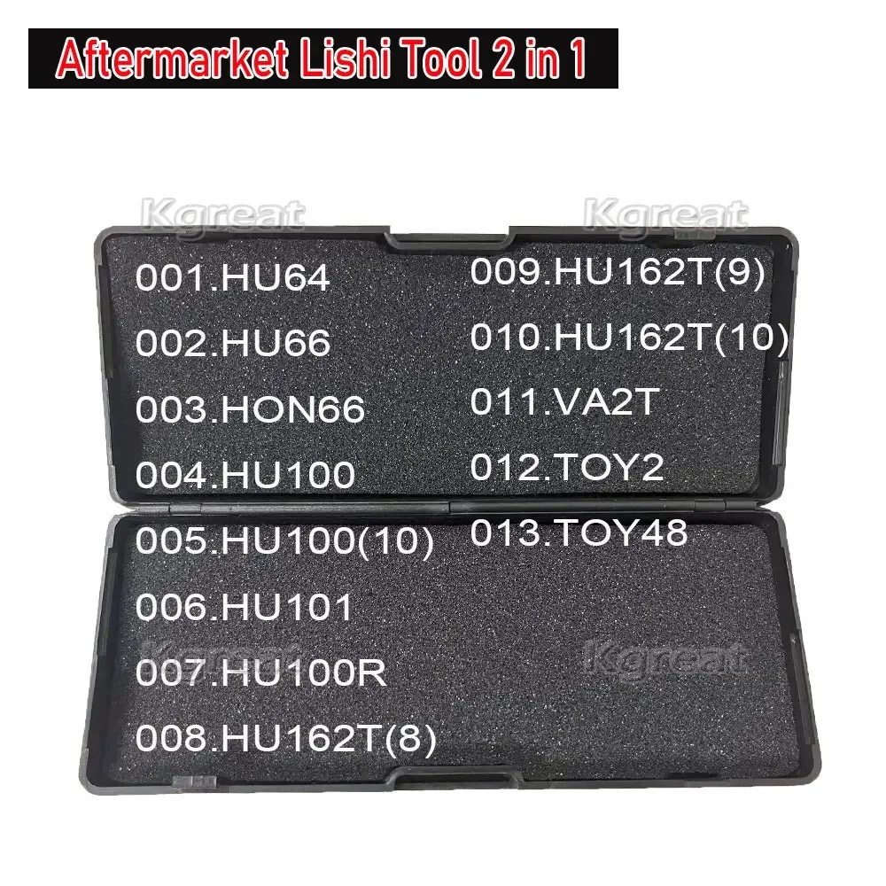 

Aftermarket Lishi 2 in 1 HU64 HU66 HON66 HU100 HU100(10) HU101 HU100R HU162T(8) HU162T(9) HU162T(10) VA2T TOY2 TOY48 Tools