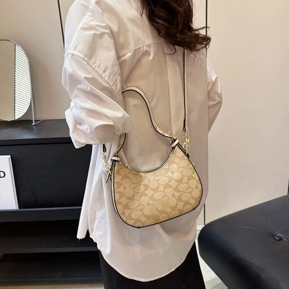 Bolso Hobo, bolso de media luna, bolso de moda para las axilas, bolso de hombro Simple para ir al trabajo, bolsos de cuero de ocio a la moda versátiles, bolso de diseñador para mujer