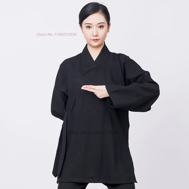 Uniforme chinois de Tai Chi Wushu en coton et lin, costume de Kung Fu, arts martiaux, pratique du matin, méditation bouddhiste, 2024