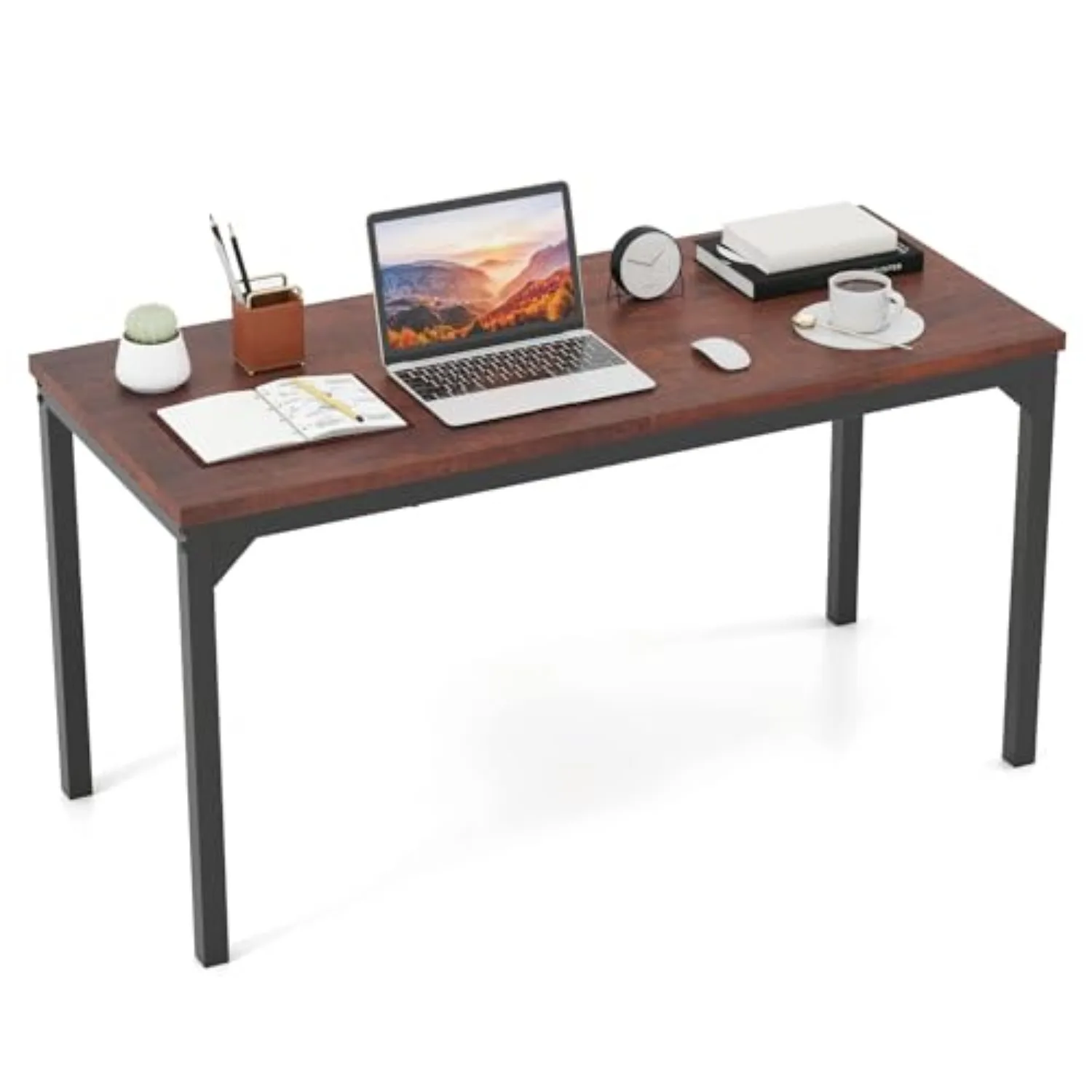 55 Inch Conference Table, Large Meeting Room Table with Honeycomb Tabletop, Stable Metal Frame, Multifunctional