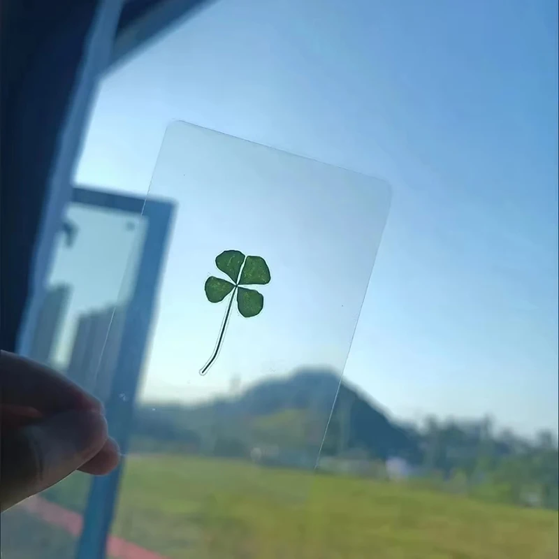 1/5/10 Pcs Shamrock Stems Decoration Lucky Clover Transparent Wishing Cards For Bookmarks Book Notebook Birthday Gift Decoration