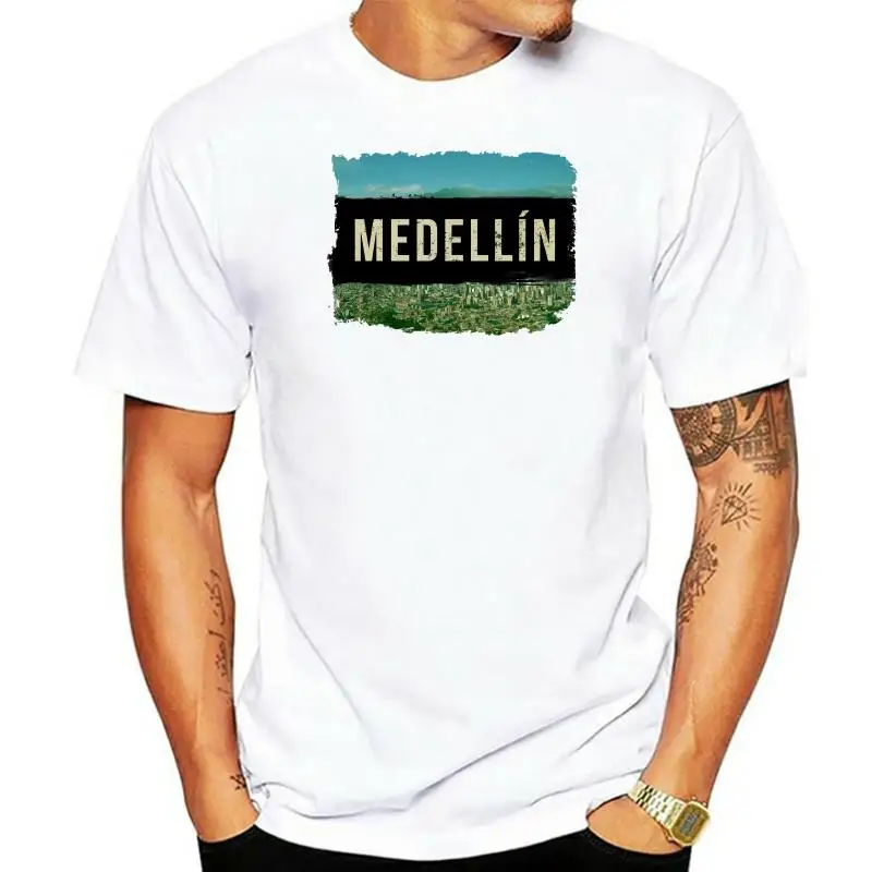Summer  Men's Short Sleeve T-Shirt Medellin Pablo Escobar Design Custom Hand-Painted Clothing Fashion Personalized Service