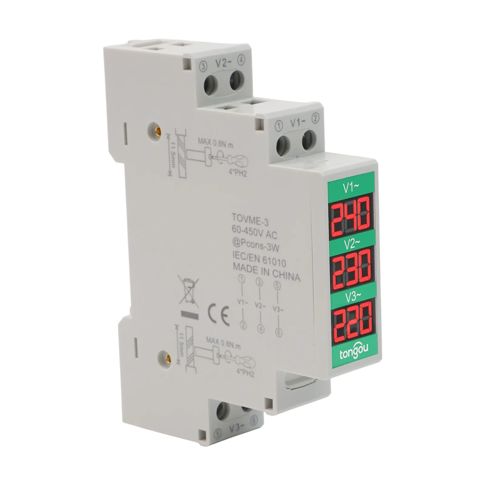

LED Voltmeter with Secure DIN Rail Installation Offers Real Time Voltage Monitoring for AC80V 500V Applications