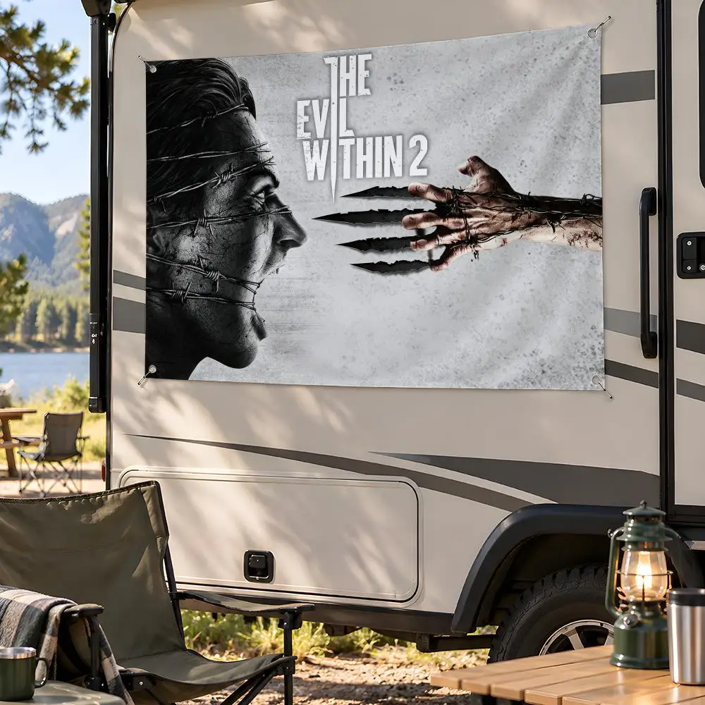 Game Survival The Evil Within Flags Fan Flag Banner Wall Hanging Outdoor Yard Camping Dorm Garage Party Home Decor Gift