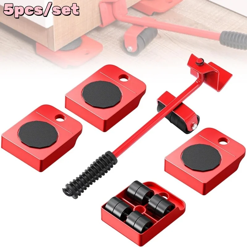 300KG Heavy Duty Furniture Lifter Transport Mover Lifter Slides Wheel Easy Furniture Mover Tool Set Wheel Roller Bar Hand Tools
