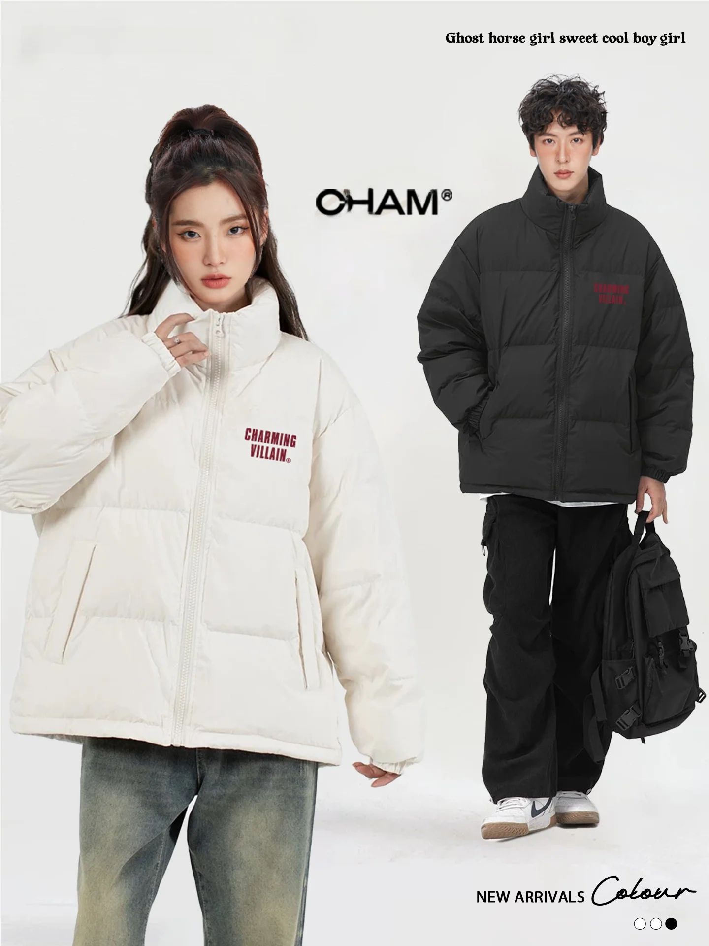 

Warm Cotton Jaet Street Sle Men's Women's Autumn Winter New Casual High Street Trend Letter Print High Collar Zipper Closure