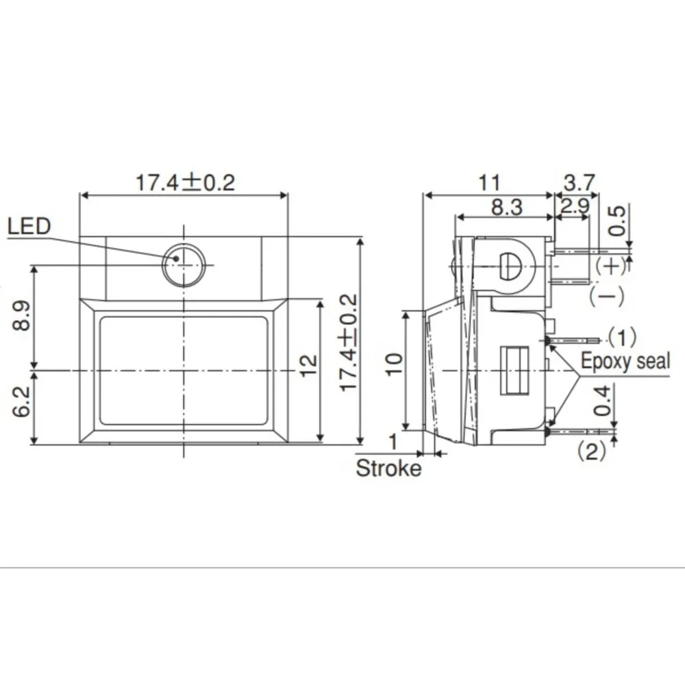 DP2-111-RL2 Japan With Red Light Tact Switch Micro-touch Key Switch In-line 6-pin Reset