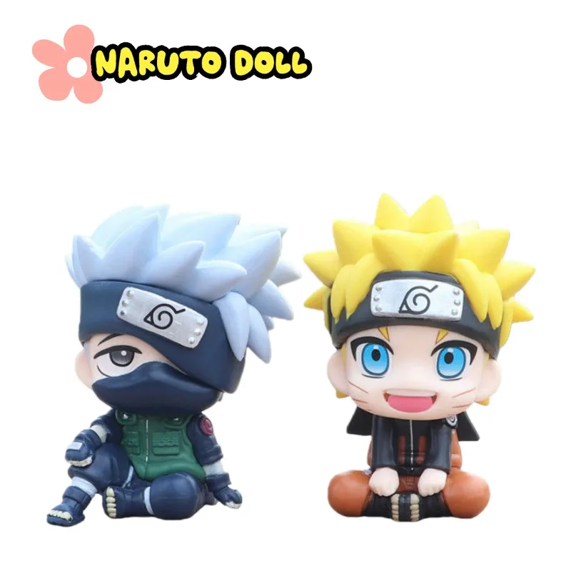 

Anime peripheral Naruto figurine Q-version Uzumaki Naruto flag wooden Kakashi car case desktop ornament trendy play model