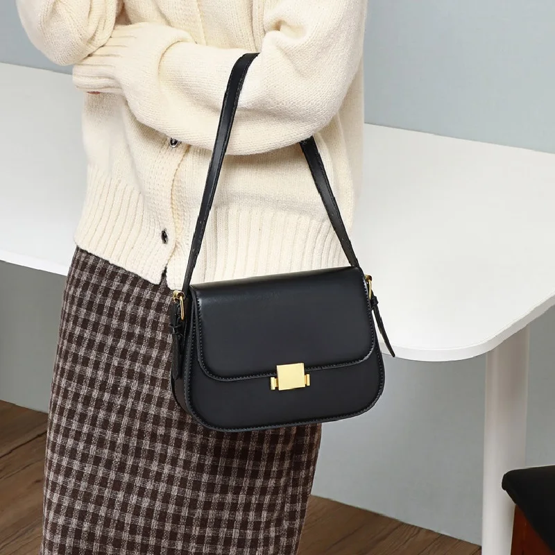 New Genuine Leather Women's Crossbody Bag 2024 Fashion Shoulder Bag Korean Style Luxury Ladies Underarm Commuter Shopping Bag