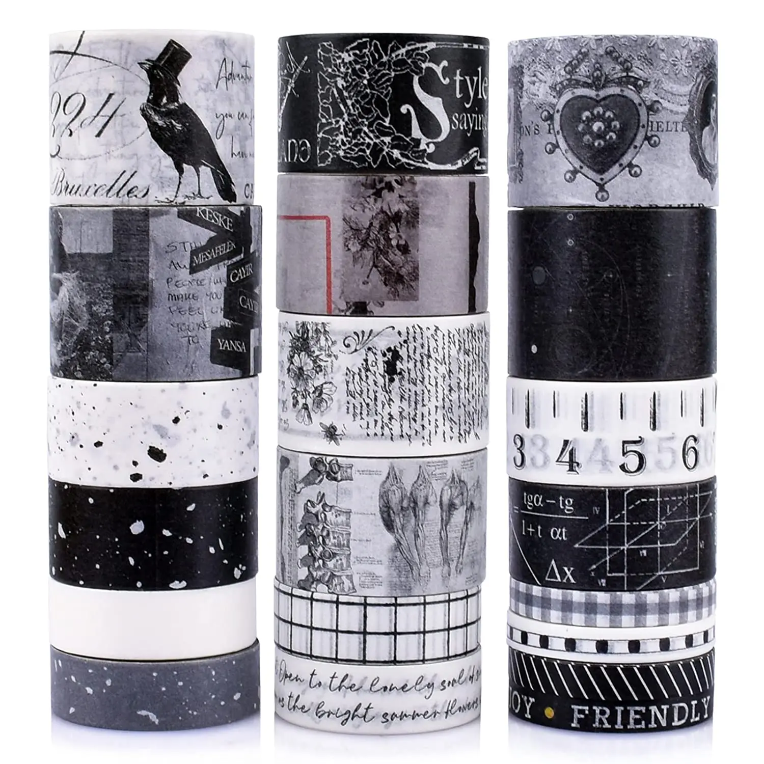 

20 рулонов винтажных лент Васи, широкий цветочный штамп с буквами, старая газета, антикварные наборы лент для маскировки для скрапбукинга, рукоделия, детей