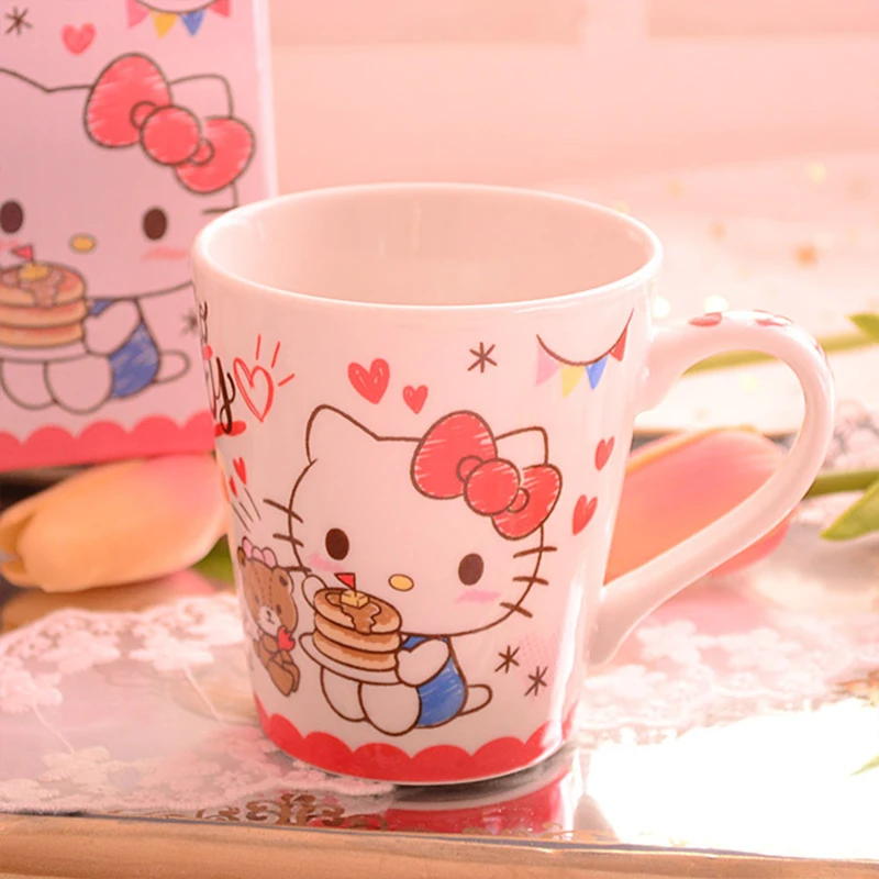 My Melody Hello Kitty Anime Kawaii Sanrio Ceramic Cup Cute Cartoon Cinnamoroll Water Mug Coffee Cup Lovely Gifts for Girls