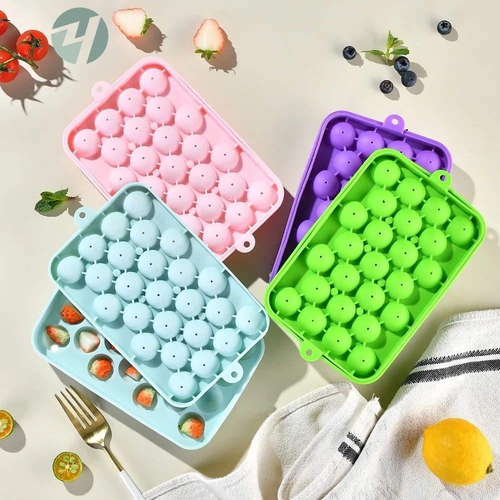 Creative Silicone Grape Ball Molds 25 Grids Easy Demould Handmade Soap Molds Flexible Round Shape Ice Cube Mold Bar Party