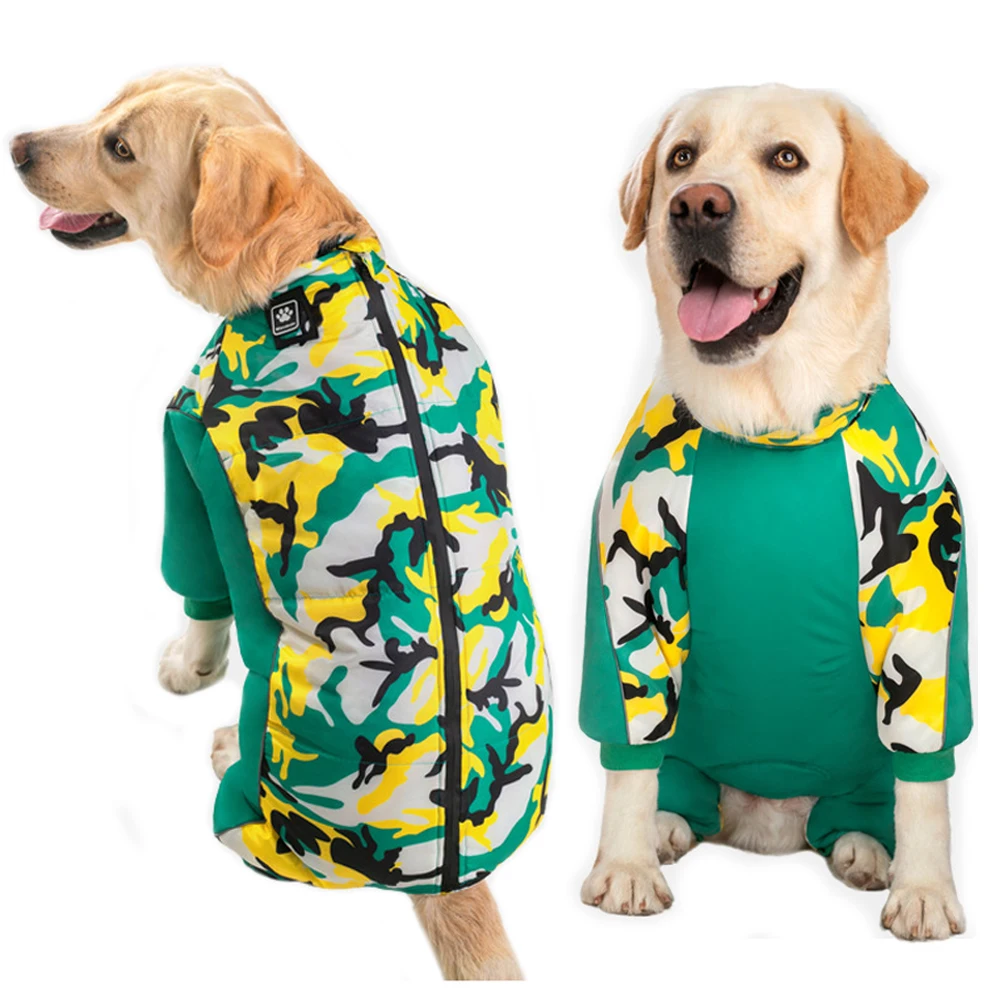 

Зимняя одежда для собак для больших собак, светоотражающий водонепроницаемый зимний комбинезон для собак, утолщенное полностью закрытое камуфляжное пальто для собак на животе для лабрадора хаски