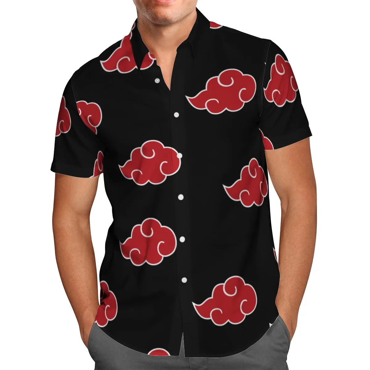 

Summer Men's Personalized Print ort Sve irt Youthful Trendy Stand Fit Polyester Casual Faion Square Collar