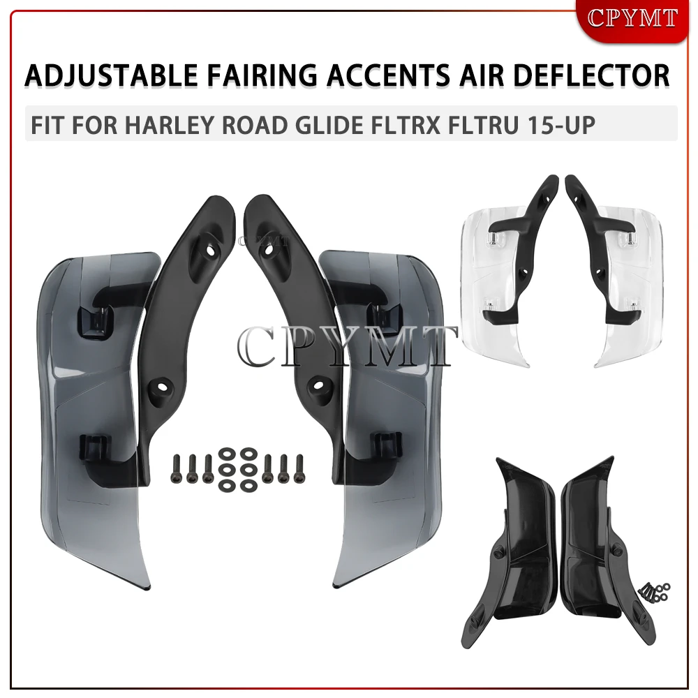 

Motorcycle Upper Batwing Fairing Accents Air Deflector Adjustable Wind Deflector fit For Harley Road Glide FLTRX FLTRU 15-up