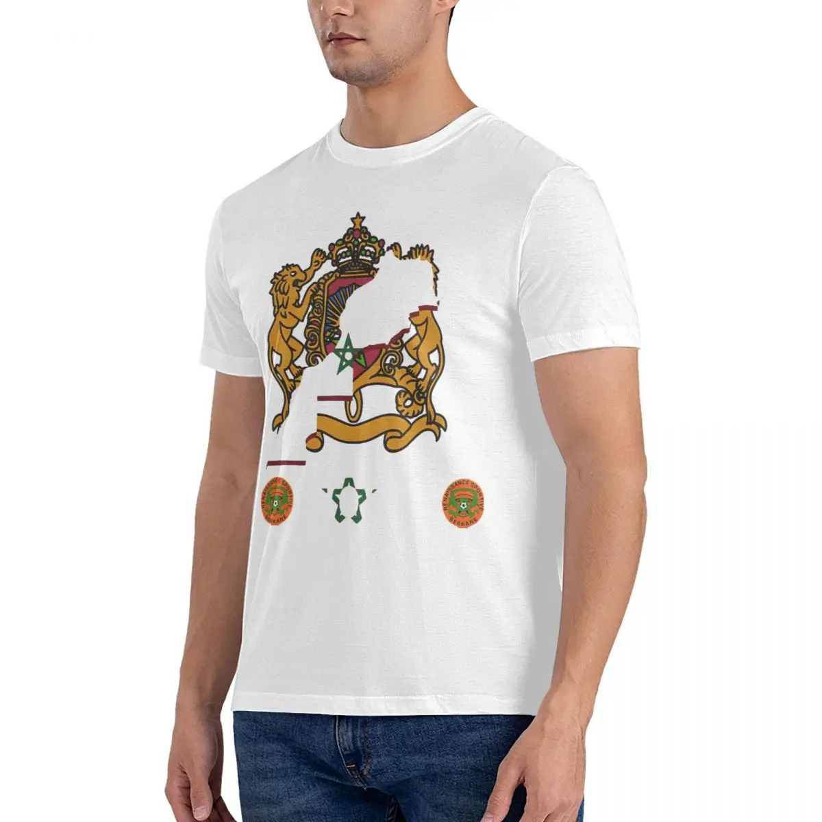 K-Kingdom of Morocco,ラウンドネックの純綿のレジャーTシャツ,世界のルネッサンス,de berkane