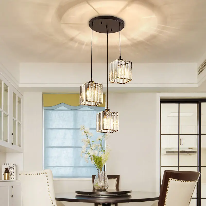 Luxury Pendant Lights Crystal Led Ceiling Round Square Lampshade Modern Dining Room Pendant Lamp For Living Room Bedroom