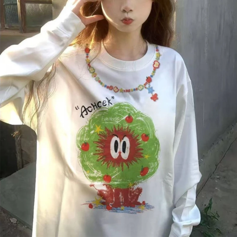 Country Style Lolita Cottagecore Long Sleeves Tops Women Sweet Cartoon Print T Shirts Japanese Harajuku Loose Casual Girls Tees