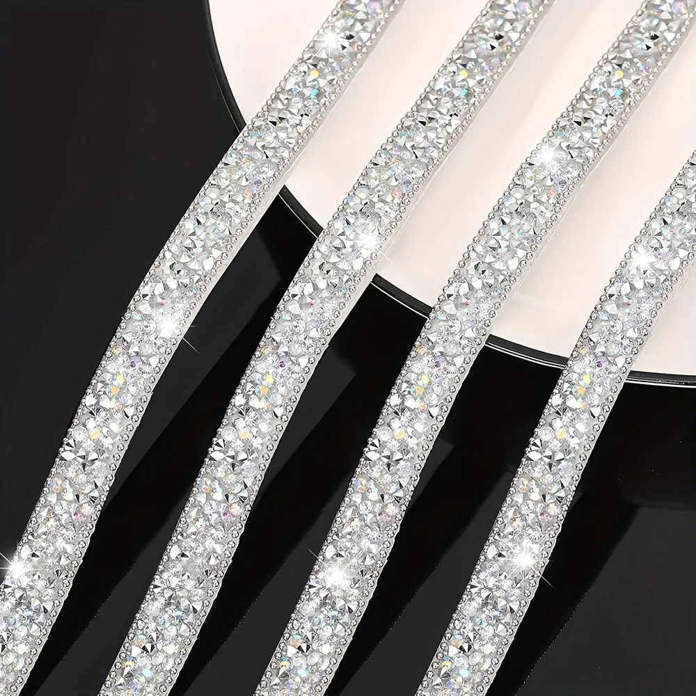 1 Rolle selbstklebendes Harz-Strassband, 1 Yard, weißer Champagner-Kristallstreifen für Hochzeit, DIY, Basteln, Taschen, Schuhe, einfach, ohne Nähen