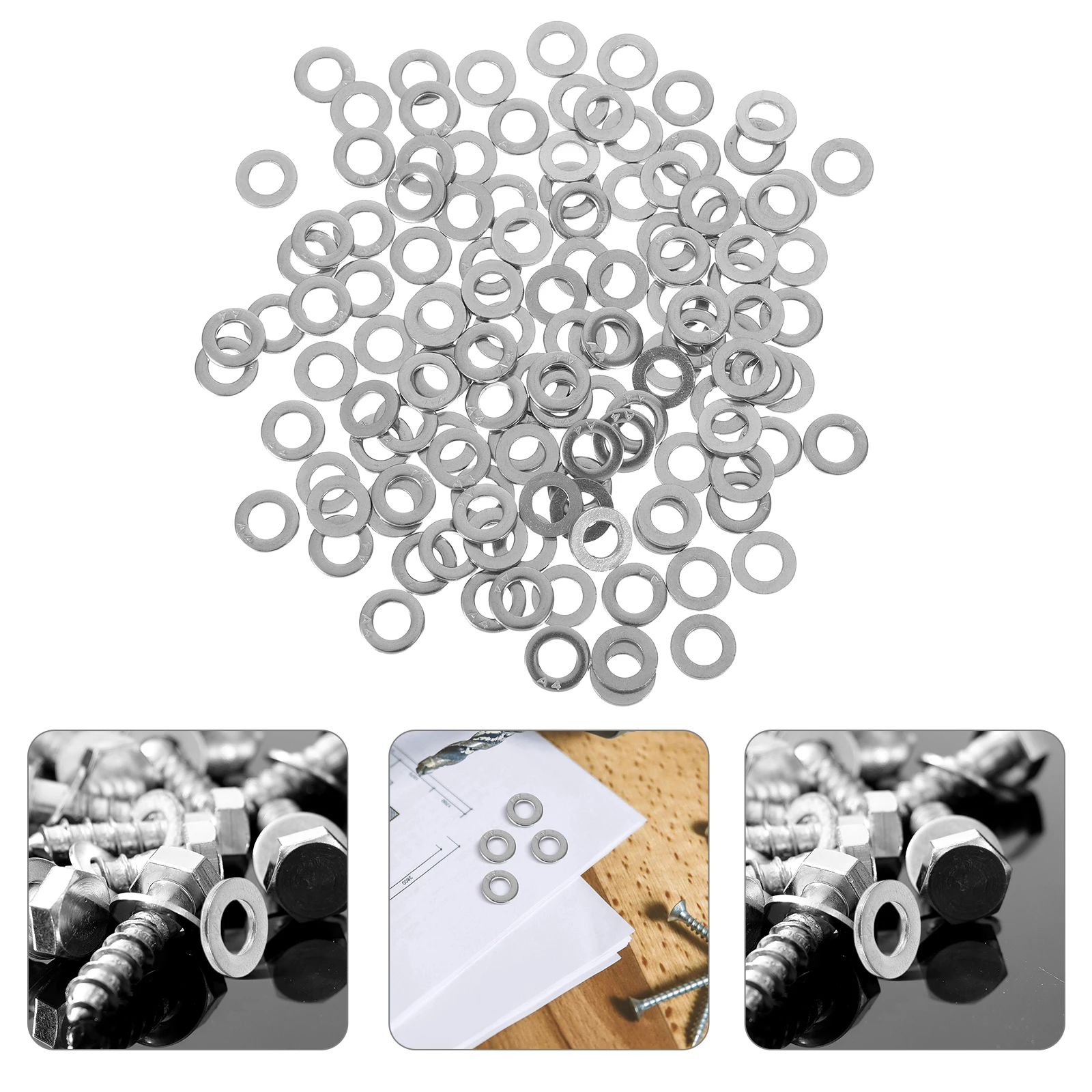 

125pcs Stainless Steel Flat Washers M6 Round Metal Washers For Bolts Screws Corrosion Resistant Durable Hardware Kit - Washer